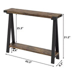 COZONY 43,3 Table console de ferme avec rangement, table de canapé étroite à 2 niveaux avec cadre en A