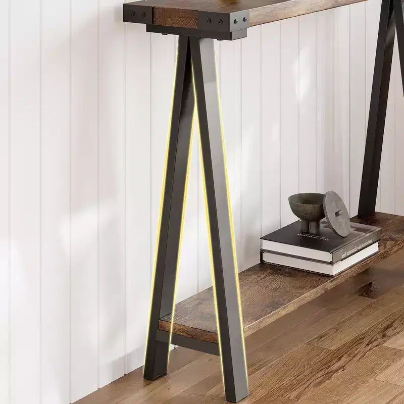 COZONY 43,3 Table console de ferme avec rangement, table de canapé étroite à 2 niveaux avec cadre en A