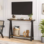 COZONY 43,3 Table console de ferme avec rangement, table de canapé étroite à 2 niveaux avec cadre en A
