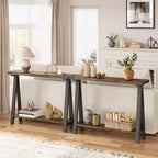 COZONY 43,3 Table console de ferme avec rangement, table de canapé étroite à 2 niveaux avec cadre en A