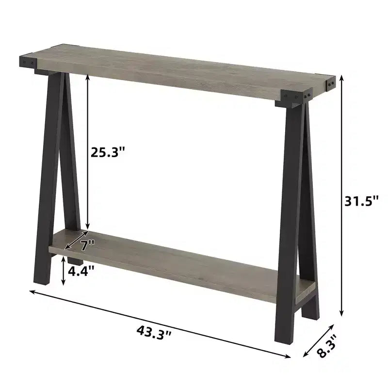 COZONY 43,3 Table console de ferme avec rangement, table de canapé étroite à 2 niveaux avec cadre en A