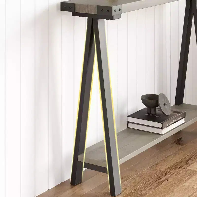 COZONY 43,3 Table console de ferme avec rangement, table de canapé étroite à 2 niveaux avec cadre en A