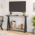 COZONY 43,3 Table console de ferme avec rangement, table de canapé étroite à 2 niveaux avec cadre en A