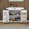 Kitchen Island Rolling Cart with Worktop, Spice Rack, Towel Rack & Drawer, Mobile Trolley Storage Cart for Kitchen Dining Room