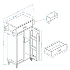 Dessertes de cuisine roulantes avec plan de travail, porte-épices, porte-serviettes et tiroir, chariots de rangement mobiles pour cuisine et salle à manger