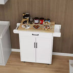 Dessertes de cuisine roulantes avec plan de travail, porte-épices, porte-serviettes et tiroir, chariots de rangement mobiles pour cuisine et salle à manger