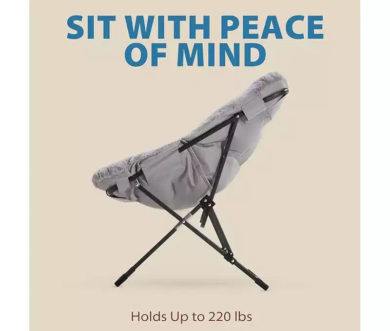 Fauteuil pliant de salon en fausse fourrure douce pour adultes, fauteuil de lecture portable surdimensionné avec cadre en acier au carbone pour chambre, salon, dortoir