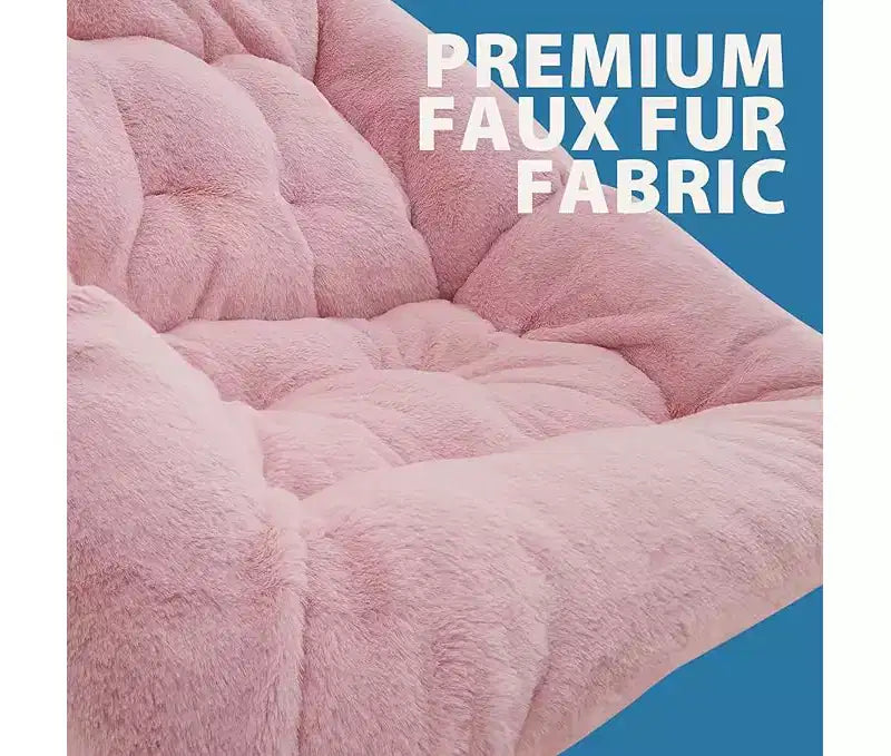 Fauteuil pliant de salon en fausse fourrure douce pour adultes, fauteuil de lecture portable surdimensionné avec cadre en acier au carbone pour chambre, salon, dortoir