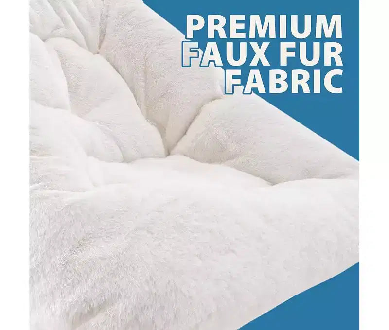Fauteuil pliant de salon en fausse fourrure douce pour adultes, fauteuil de lecture portable surdimensionné avec cadre en acier au carbone pour chambre, salon, dortoir