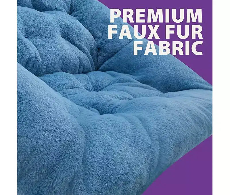 Fauteuil pliant de salon en fausse fourrure douce pour adultes, fauteuil de lecture portable surdimensionné avec cadre en acier au carbone pour chambre, salon, dortoir