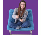 Fauteuil pliant de salon en fausse fourrure douce pour adultes, fauteuil de lecture portable surdimensionné avec cadre en acier au carbone pour chambre, salon, dortoir