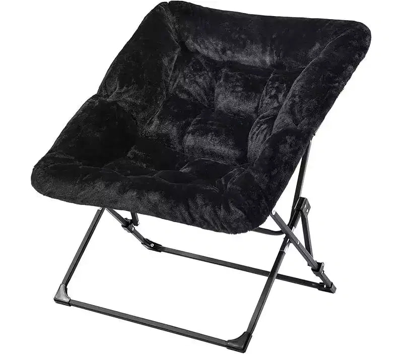 Soft Faux Fur Folding Lounge Chair for Adults, Oversized Portable Reading Chair with Carbon Steel Frame for Bedroom Living Room Dorm