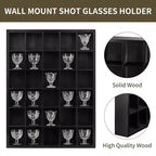 2 vitrines à verres à shot, étagère en bois noir avec étagères amovibles, vitrine murale pour dés à coudre, 30 emplacements
