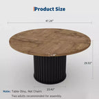 COZONY Table à manger ronde 47 pour 4-6 personnes, Table de cuisine circulaire de style rustique avec pied en métal ondulé