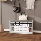 Banc de rangement pour chaussures de ferme avec porte coulissante de style grange et coussin amovible, banc d'entrée/couloir pour chambre à coucher/vestiaire