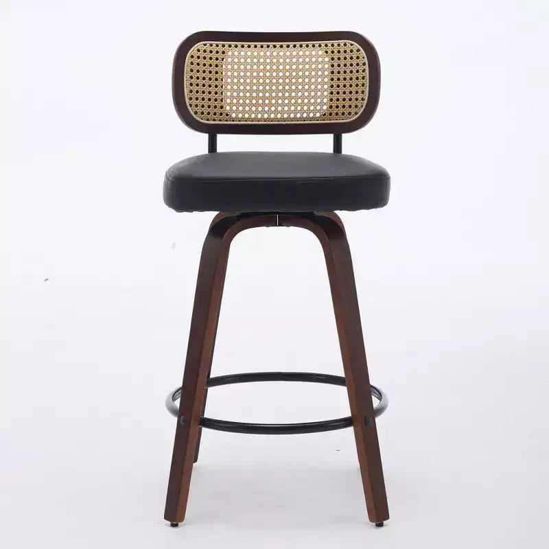 sumyeg Lot de 2 tabourets de comptoir en rotin avec assise pivotante et dossier en cannage, hauteur 26 po