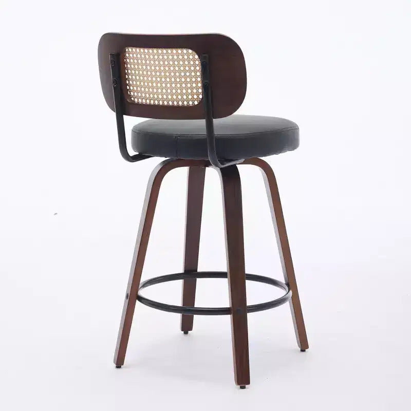 sumyeg Lot de 2 tabourets de comptoir en rotin avec assise pivotante et dossier en cannage, hauteur 26 po