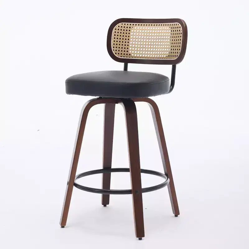 sumyeg Lot de 2 tabourets de comptoir en rotin avec assise pivotante et dossier en cannage, hauteur 26 po