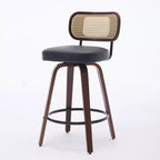 sumyeg Lot de 2 tabourets de comptoir en rotin avec assise pivotante et dossier en cannage, hauteur 26 po