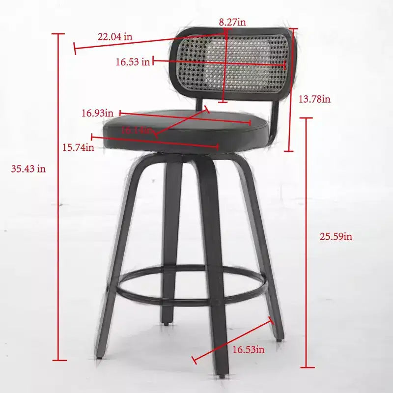 sumyeg Lot de 2 tabourets de comptoir en rotin avec assise pivotante et dossier en cannage, hauteur 26 po