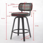 sumyeg Lot de 2 tabourets de comptoir en rotin avec assise pivotante et dossier en cannage, hauteur 26 po