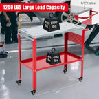 Table de soudage mobile 36 po x 18 po, table d'établi de soudage en acier de 1 200 lb avec 8 fentes pour outils, trous de fixation de 5/8 po, 4 roulettes avec freins et plateau à outils