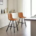 Okak Modern Lot de 2 tabourets de bar, chaises d'îlot de cuisine avec dossier incurvé ergonomique et repose-pieds, tabourets de comptoir en similicuir