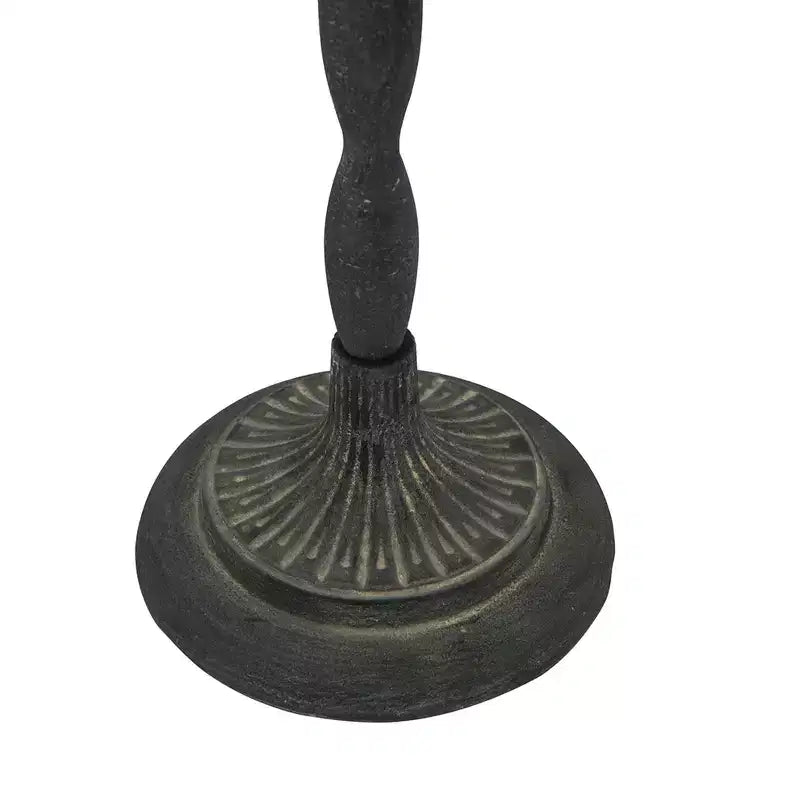 Table d'appoint en fer noir avec plateau en bois marron festonné D30x75cm