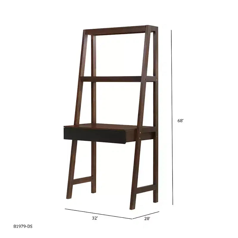 Bureau échelle avec étagère de rangement 81x51x173 cm