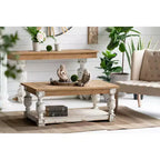 Table Basse Rectangulaire en Bois Style Campagne Française 120x70x50 cm