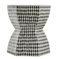 Hexagonal Garden Capiz Stool Accent Table Black White 15x13x17