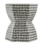 Hexagonal Garden Capiz Stool Accent Table Black White 15x13x17