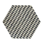Tabouret de jardin hexagonal Capiz Table d'appoint Noir Blanc 15x13x17