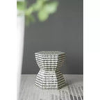 Tabouret de jardin hexagonal Capiz Table d'appoint Noir Blanc 15x13x17