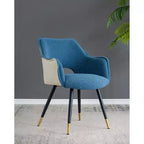 Set of 2 Blue Fabric Side Chairs for Living Room Bedroom