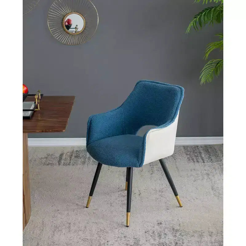 Lot de 2 chaises d'appoint en tissu bleu pour salon ou chambre à coucher