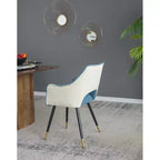 Lot de 2 chaises d'appoint en tissu bleu pour salon ou chambre à coucher
