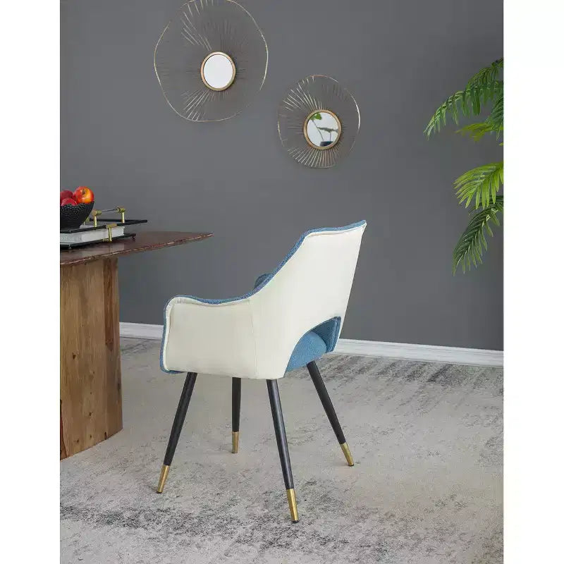 Lot de 2 chaises d'appoint en tissu bleu pour salon ou chambre à coucher