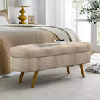 TUYOHW Pouf de rangement moderne avec pieds en bois, banc de rangement avec siège rembourré, banc de bout de lit pour chambre à coucher, salon