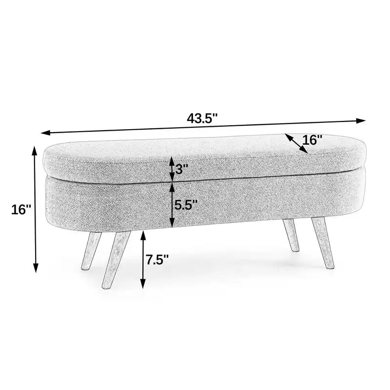 TUYOHW Pouf de rangement moderne avec pieds en bois, banc de rangement avec siège rembourré, banc de bout de lit pour chambre à coucher, salon