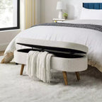 TUYOHW Pouf de rangement moderne avec pieds en bois, banc de rangement avec siège rembourré, banc de bout de lit pour chambre à coucher, salon