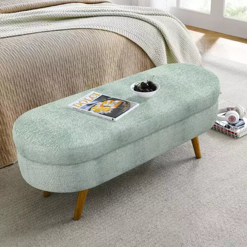 TUYOHW Pouf de rangement moderne avec pieds en bois, banc de rangement avec siège rembourré, banc de bout de lit pour chambre à coucher, salon