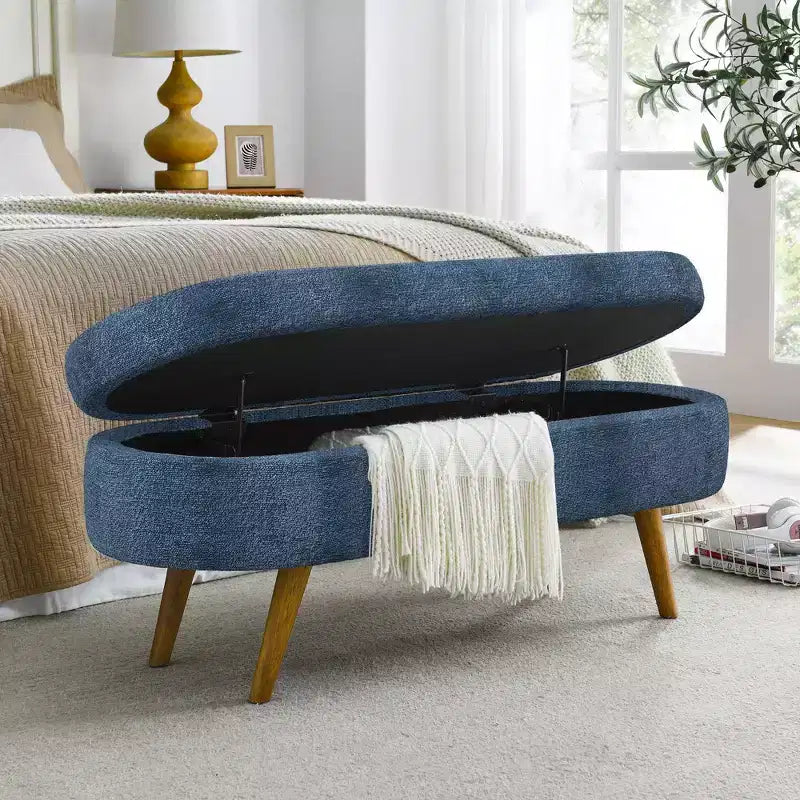 TUYOHW Pouf de rangement moderne avec pieds en bois, banc de rangement avec siège rembourré, banc de bout de lit pour chambre à coucher, salon