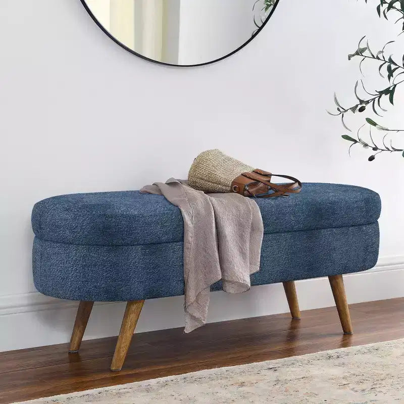 TUYOHW Pouf de rangement moderne avec pieds en bois, banc de rangement avec siège rembourré, banc de bout de lit pour chambre à coucher, salon