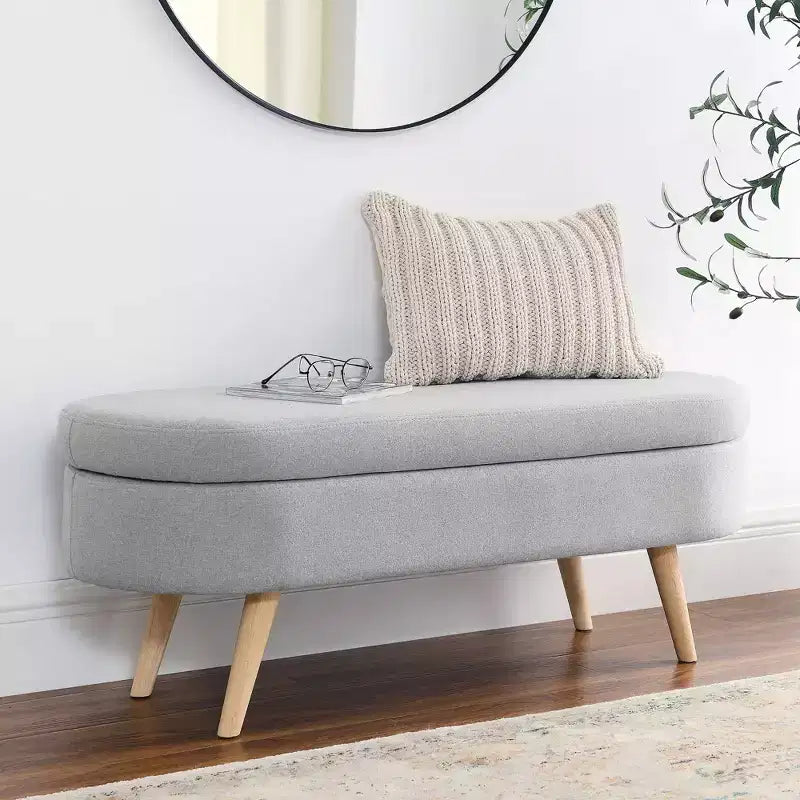 TUYOHW Pouf de rangement moderne avec pieds en bois, banc de rangement avec siège rembourré, banc de bout de lit pour chambre à coucher, salon