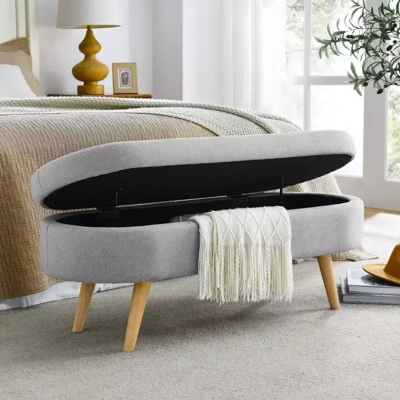 TUYOHW Pouf de rangement moderne avec pieds en bois, banc de rangement avec siège rembourré, banc de bout de lit pour chambre à coucher, salon