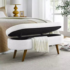 TUYOHW Pouf de rangement moderne avec pieds en bois, banc de rangement avec siège rembourré, banc de bout de lit pour chambre à coucher, salon