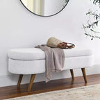 TUYOHW Pouf de rangement moderne avec pieds en bois, banc de rangement avec siège rembourré, banc de bout de lit pour chambre à coucher, salon