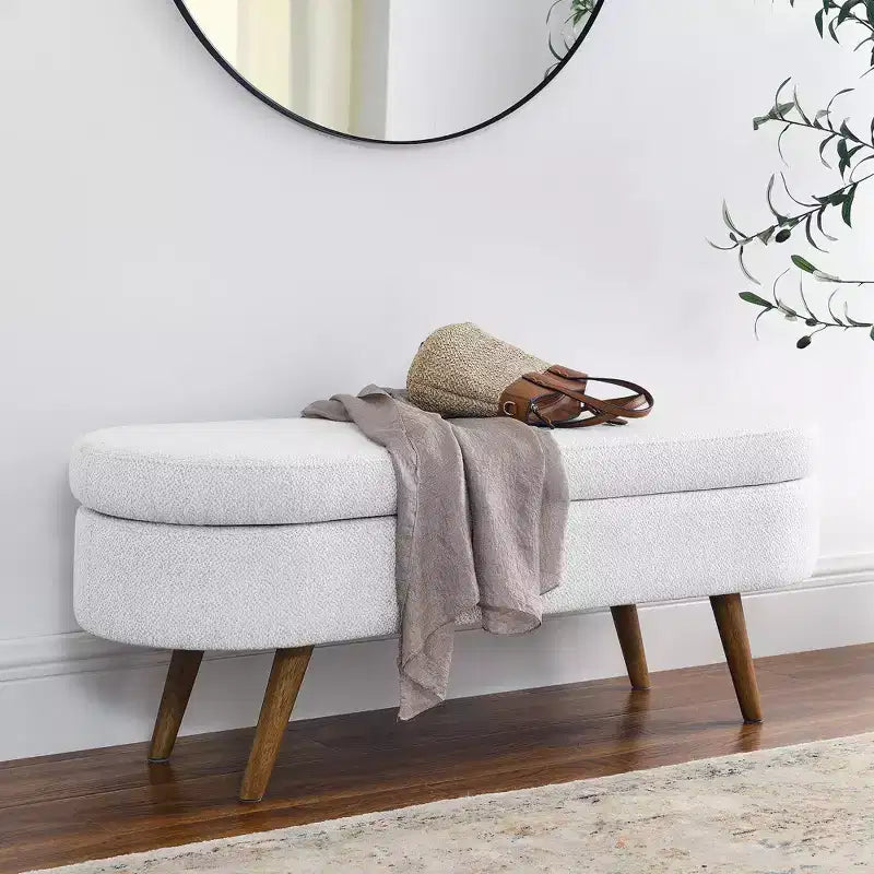 TUYOHW Pouf de rangement moderne avec pieds en bois, banc de rangement avec siège rembourré, banc de bout de lit pour chambre à coucher, salon