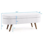 TUYOHW Pouf de rangement moderne avec pieds en bois, banc de rangement avec siège rembourré, banc de bout de lit pour chambre à coucher, salon